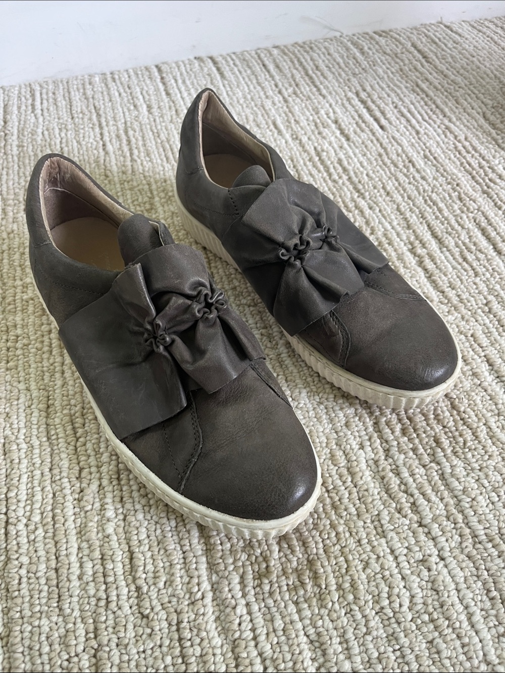 Miz Mooz Dark Gray Bow Slip-On Sneakers